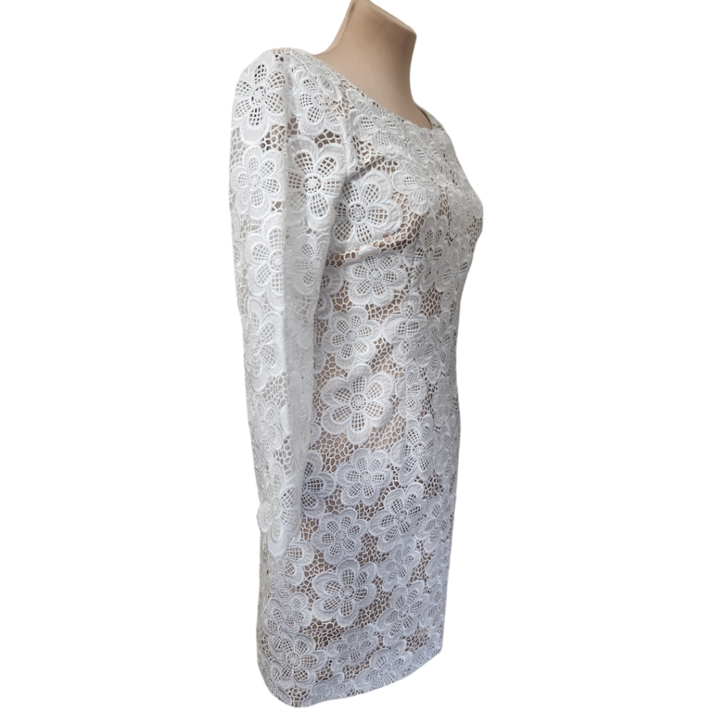 LUISA SPAGNOLI Guipure Floral Lace Mini Dress - Size 6 - 42 Italia - Picture 5 of 12